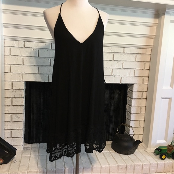 Blue Wren Dresses & Skirts - 3/$20 Black Dress Crochet Hem Spaghetti Straps